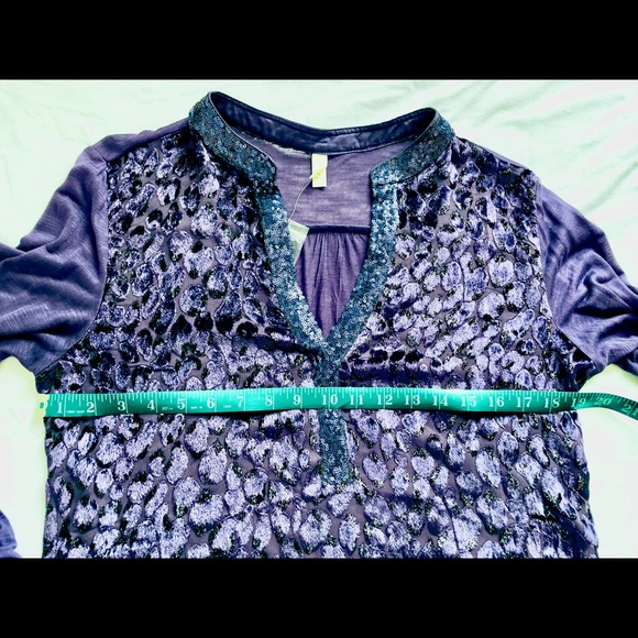 Anthropologie TINY “Vaha” Purple Burnout Velvet Leopard Pattern Blouse + Sequins - Picture 8 of 13